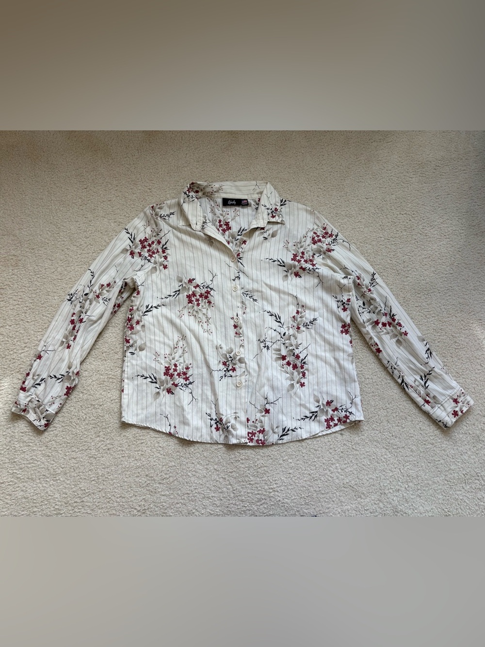 Vintage Tapestry floral striped button up western boho cowgirl shirt sz XL USA